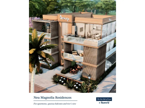 Maxis Match Neu Magnolia Residences NeuWorld x TheSimSideOfLuca - The Sims 4 Custom Content
