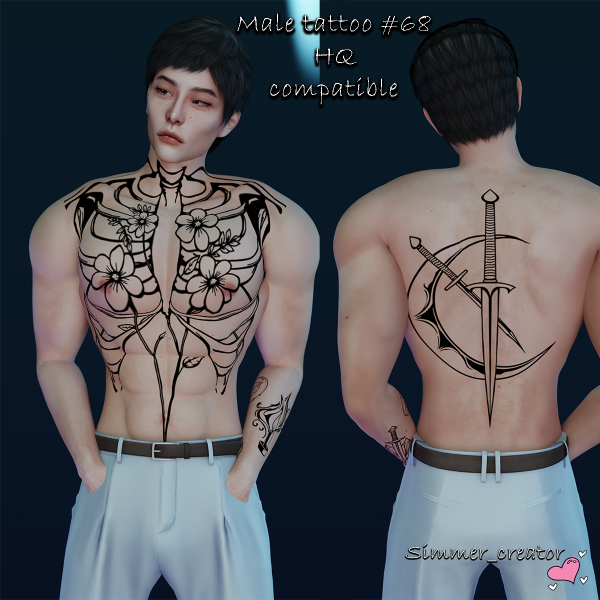 Alpha Male tattoo 68 by simmer_creator - The Sims 4 Custom Content