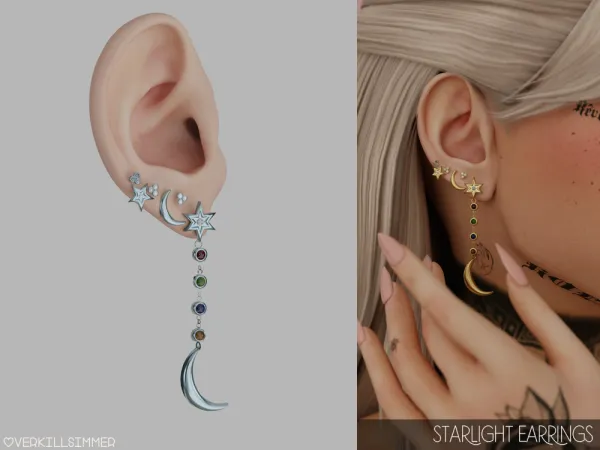 Alpha Starlight earrings - The Sims 4 Custom Content