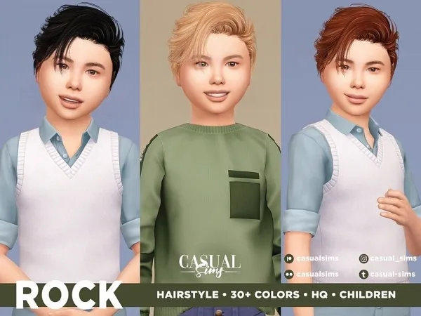 Alpha Rock Hairstyle Children - The Sims 4 Custom Content