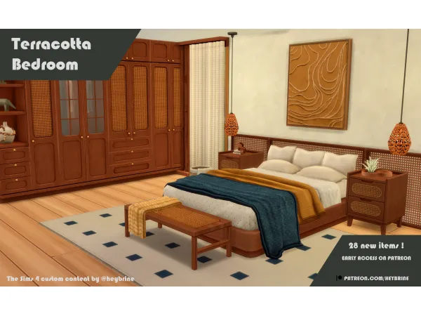 Maxis Match Terracotta Bedroom by HeyBrine - The Sims 4 Custom Content