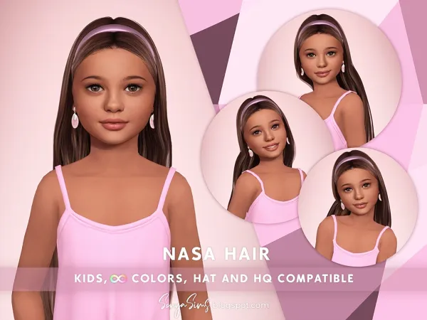 Alpha Nasa Hair Kids - The Sims 4 Custom Content