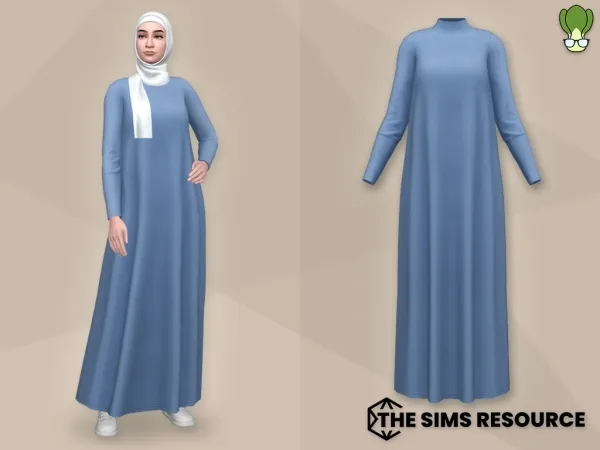 Maxis Match Modest Wear High Neck Long Sleeve Maxi Dress (13) - The Sims 4 Custom Content