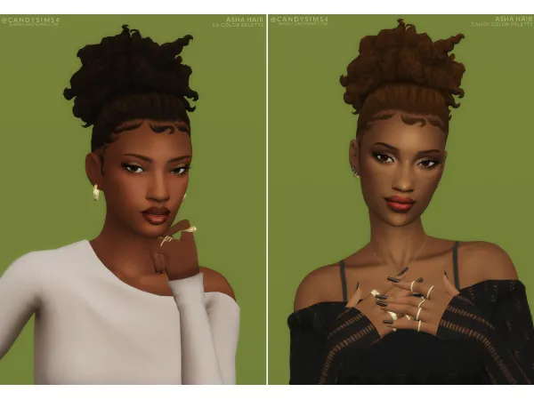 Maxis Match ASHA HAIR by candysims - The Sims 4 Custom Content