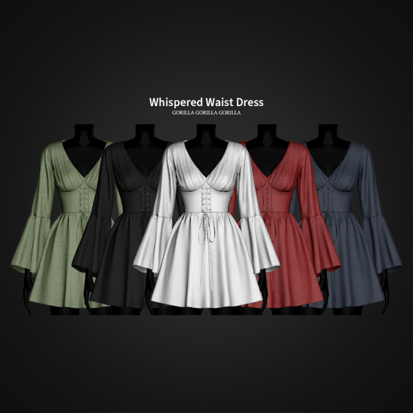 Alpha Whispered Waist Dress by simsfinds - The Sims 4 Custom Content