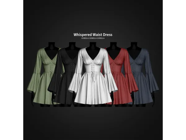 Alpha Whispered Waist Dress by gorillax3 - The Sims 4 Custom Content