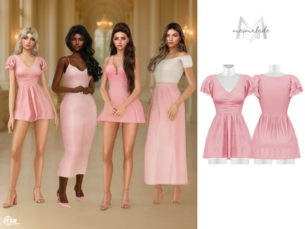 Alpha Soft Girl Renaissance Collection Ruffled Mini Dress MC634 by Mermalade - The Sims 4 Custom Content