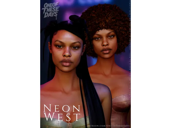 Alpha Neon West SKIN lipstick tray files - The Sims 4 Custom Content