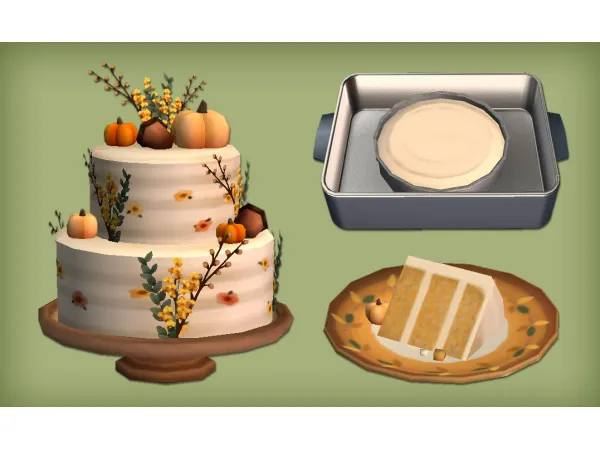 Butter Candle Bread Pumpkin Bun Cheese Burgers and Autumn Cake by jacky93sims - The Sims 2 Custom Content
