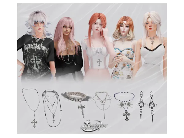 Alpha Goth Jewerly Mini Collection - The Sims 4 Custom Content