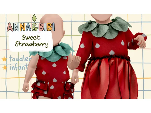 Mix Strawberry Infant and Toddler AnnaBibi - The Sims 4 Custom Content