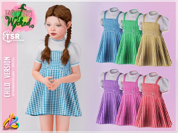 Alpha Feeling Wicked Dorothy Dress 327 Child by RobertaPLobo - The Sims 4 Custom Content