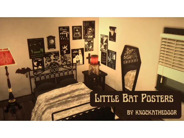 Mix Little Bat Goth Posters by knockathedoor - The Sims 4 Custom Content