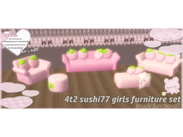 4t2 sushi77 girls furniture set made functional by haraspudding2 - The Sims 2 Custom Content