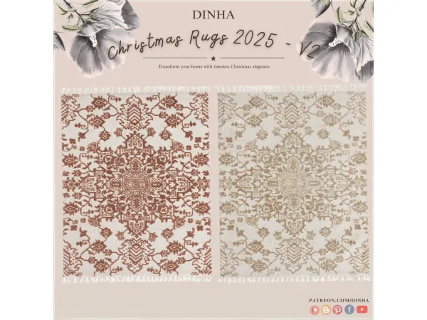 Alpha Christmas Rugs 2025 V2 - The Sims 4 Custom Content