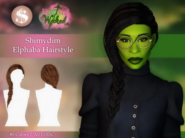Alpha Shimydim Elphaba Hairstyle - The Sims 4 Custom Content