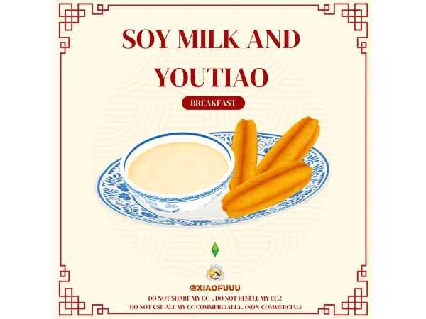 Sims 4 Maxis Match Recipes CC: Recipe _ Soy Milk & Youtiao by XiaoFuuu