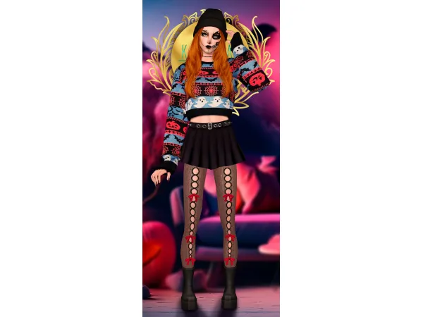 Sims 2 Alpha Halloween CC: Kurimas 4t2 busra-tr Night Set 398 Swater