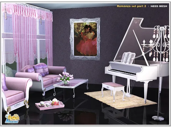 Sims 2 Alpha  CC: Peggy Romanza Living Room Set by sims2lostmods