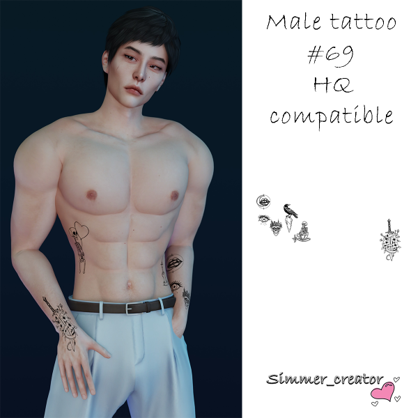 Alpha Male tattoo 69 by simmer_creator - The Sims 4 Custom Content