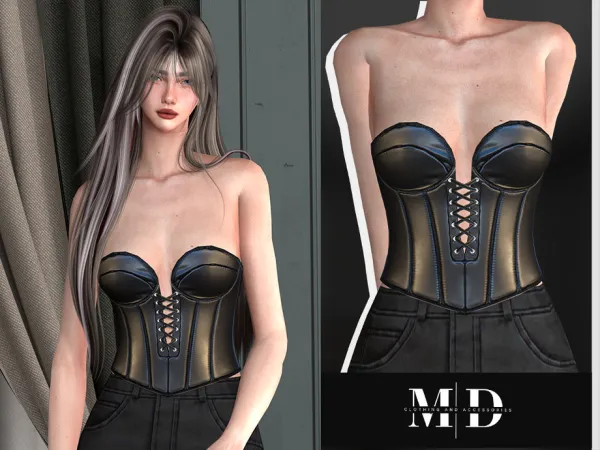 Alpha leather lace up corset top na02 - The Sims 4 Custom Content