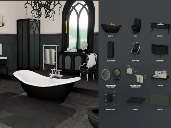 Maxis Match Midnight Manor Bathroom - The Sims 4 Custom Content