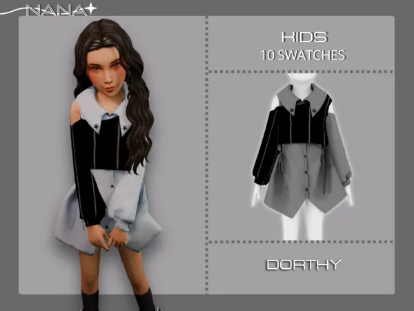 Maxis Match 7NANA (Dorthy) Shirt Dress w Overlay - The Sims 4 Custom Content