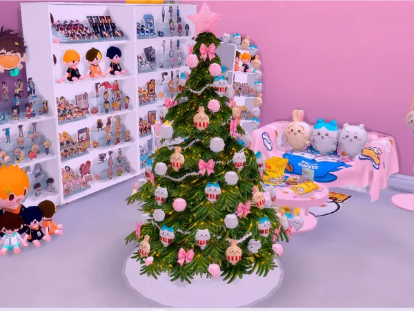 Mix u3010JIN simsu3011chiikawa christmas tree - The Sims 4 Custom Content