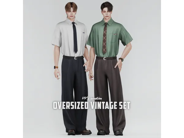 Alpha [KK] Oversized vintage set - The Sims 4 Custom Content