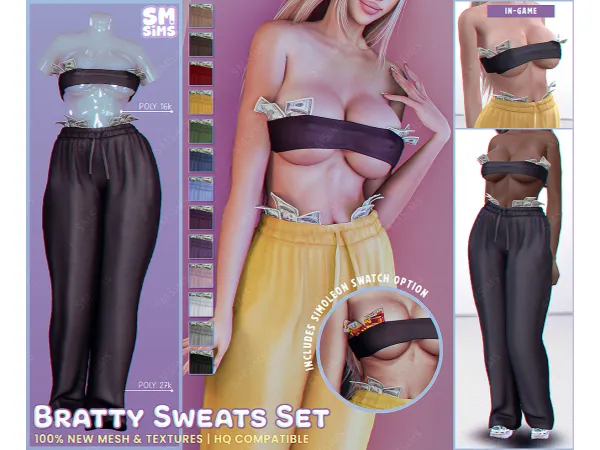 Alpha PEACH Bratty Sweats by SMSims - The Sims 4 Custom Content