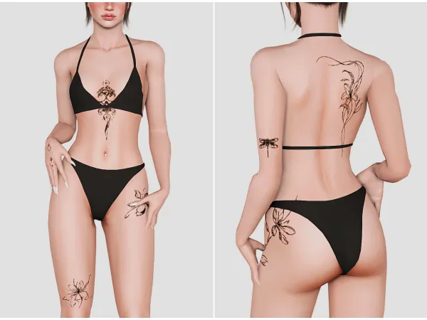 blooming tattoos by johziii - The Sims 3 Custom Content
