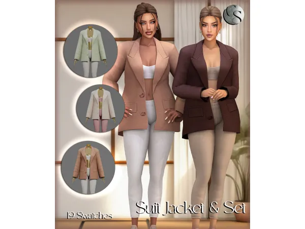Mix [CAMUFLAJE] Pilates Edit Collection Suit Jacket Set - The Sims 4 Custom Content