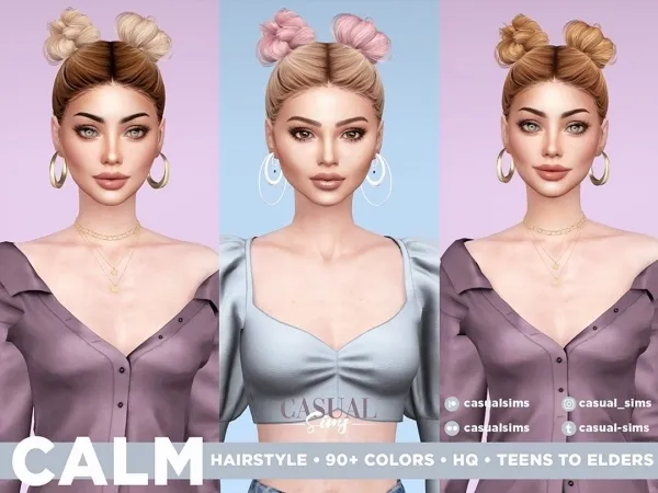 Alpha Calm hairstyle (No bangs) - The Sims 4 Custom Content