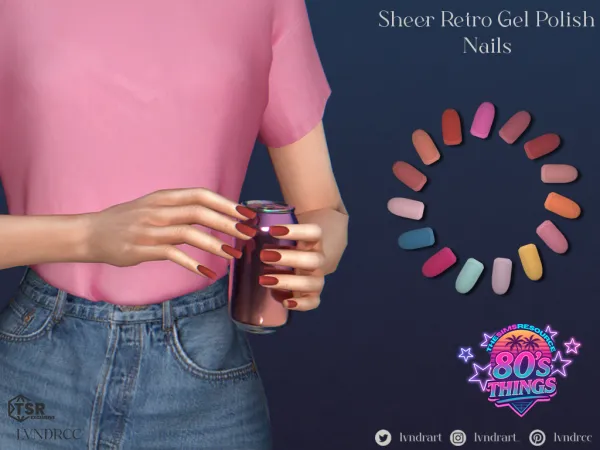 Alpha (80's Things) Sheer Retro Gel Polish Nails - The Sims 4 Custom Content