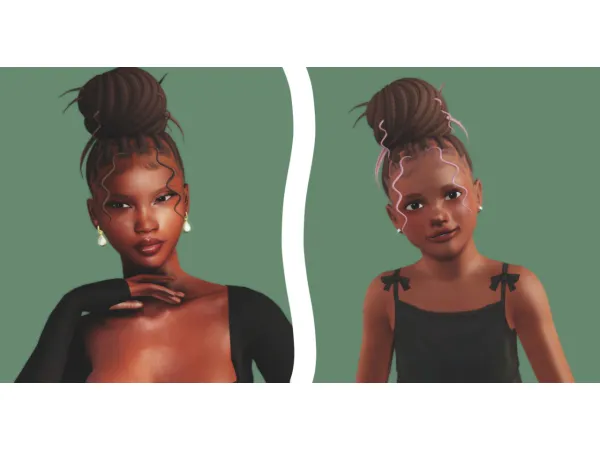Sims 3 Alpha Kids Female Hairstyles CC: 4t3 Orchiona Myrica Messy Braids by half-mccn