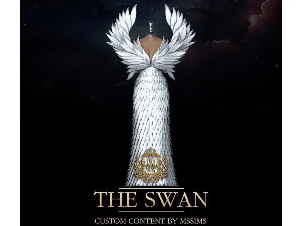 Alpha THE SWAN GOWN by Mssims4 - The Sims 4 Custom Content