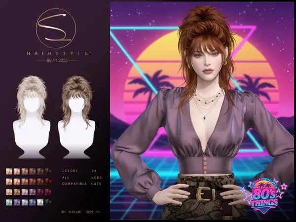 Alpha (80's Things) S CLUB_091125_Retro hairstyles Club by S - The Sims 4 Custom Content