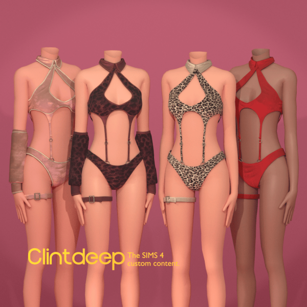 Mix Clintdeep Clarisa Lingerie Velvet Set by clintdeep - The Sims 4 Custom Content