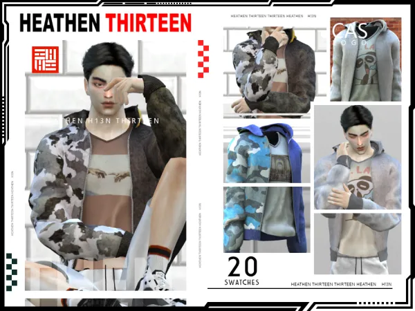 Mix Open Zipper Hoodie Sweatshirt and Graphic Tee by heathenthirteen - The Sims 4 Custom Content