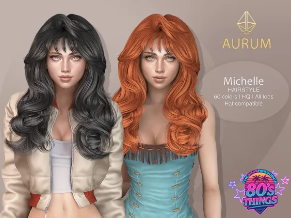 Alpha Michelle Hairstyle 80s Blowout Layers with Curtain Bangs (2 versions) - The Sims 4 Custom Content