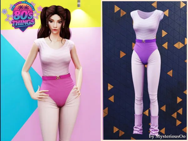 Mix 80's Things Aerobics outfit Brooke by MysteriousOo - The Sims 4 Custom Content