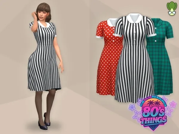 Maxis Match 80s Does 50s Fit Flare Dress - The Sims 4 Custom Content