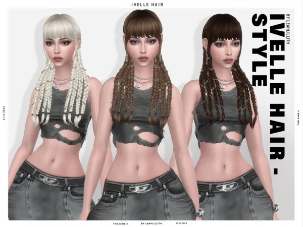 Maxis Match Ivelle Braids Hairstyle by Leah_Lillith - The Sims 4 Custom Content