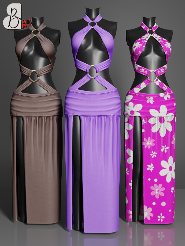Alpha BillionProject Rhe Long dress by billion_project666 - The Sims 4 Custom Content