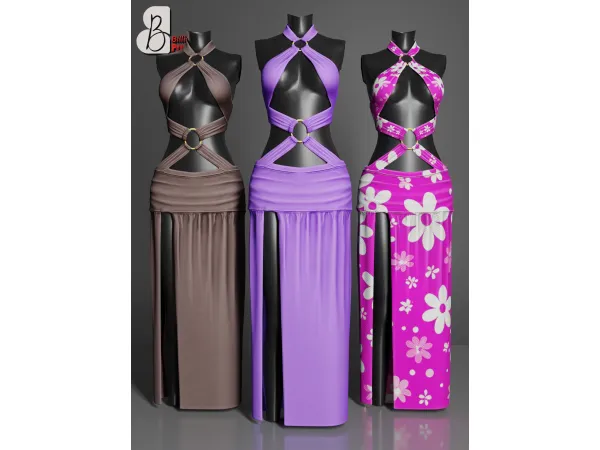 Alpha BillionProject Rhe Long dress - The Sims 4 Custom Content