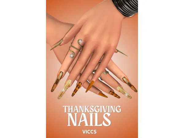 Alpha (FILE) VICCS_ THANKSGIVING NAILS (TEEN ELDER) - The Sims 4 Custom Content