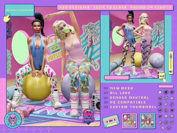 Mix 80s Things Aerobic Leggings - The Sims 4 Custom Content