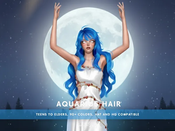 Alpha USAGI Aquarius Hair - The Sims 4 Custom Content