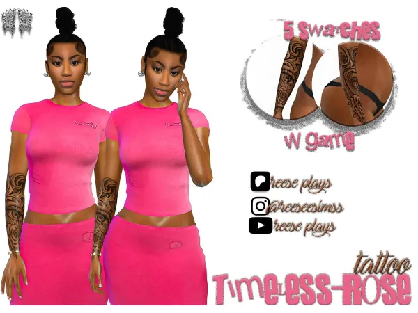 Mix Timless Rose Tattoo Rose Tattoo by Timless - The Sims 4 Custom Content