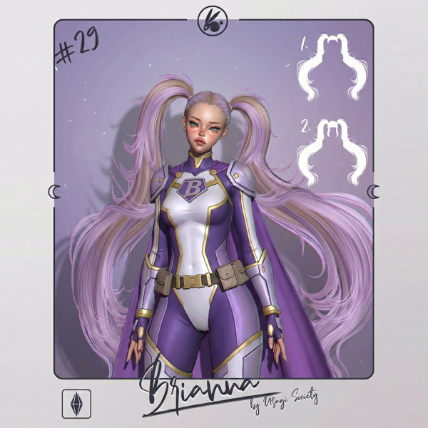 Alpha USAGI Brianna Hair 2 (No Bangs) - The Sims 4 Custom Content